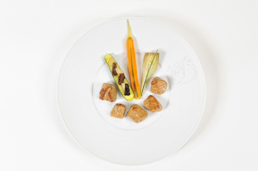 Veau mijoté a la verveine fricassée de légumes colorés